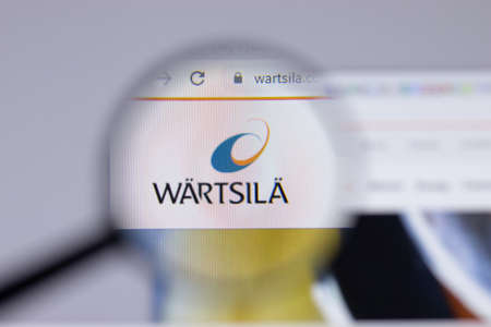New York, USA - 26 April 2021: Wartsila logo close-up on website page, Illustrative Editorialのeditorial素材