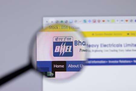 New York, USA - 26 April 2021: Bharat Heavy Electricals Limited BHEL logo close-up on website page,...