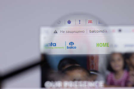 New York, USA - 26 April 2021: Bharat Aluminum Company balco logo close-up on website page, Illustrative Editorialのeditorial素材