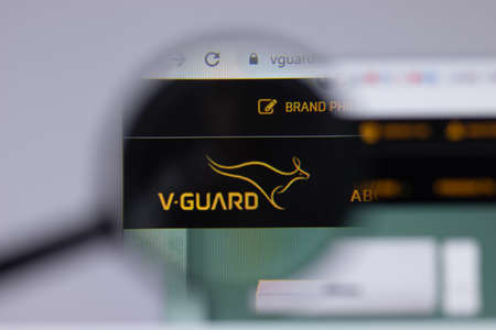 New York, USA - 26 April 2021: V-Guard Industries logo close-up on website page, Illustrative...