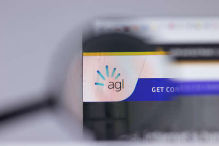New York, USA - 26 April 2021: AGL Energy logo close-up on website page, Illustrative Editorial