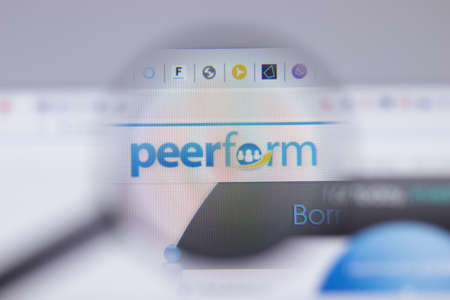 New York, USA - 26 April 2021: Peerform logo close-up on website page, Illustrative Editorial