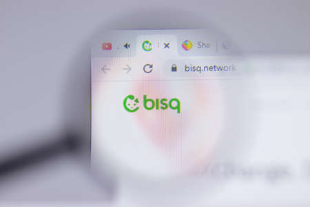 New York, USA - 26 April 2021: Bisq logo close-up on website page, Illustrative Editorialのeditorial素材