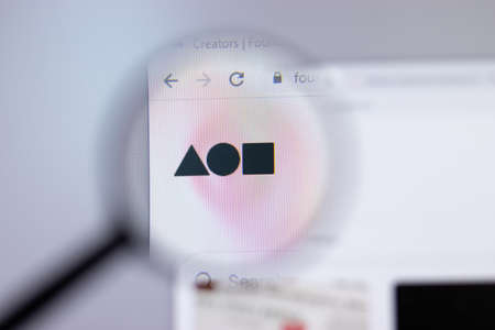 New York, USA - 26 April 2021: foundation.app website page on screen, man using service, Illustrative Editorialのeditorial素材