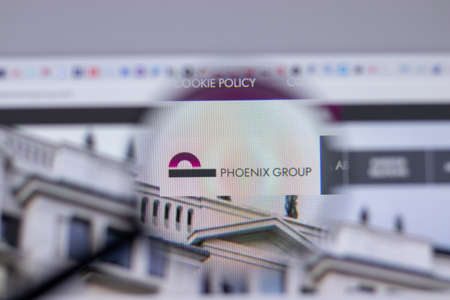 New York, USA - 26 April 2021: Phoenix Group company close-up on website page, Illustrative...