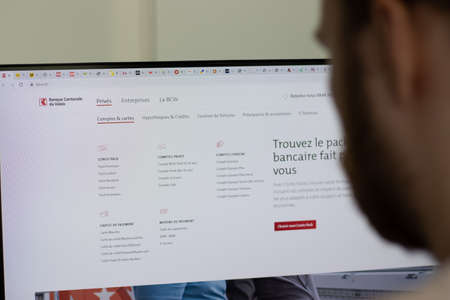 New York, USA - 1 May 2021: Banque cantonale du Valais BCVS company website on screen, Illustrative...
