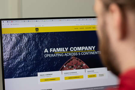 New York, USA - 1 May 2021: Mediterranean Shipping Company MSC company website with logo on screen, Illustrative Editorialのeditorial素材