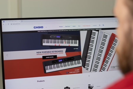 New York, USA - 1 May 2021: Casio company website with logo on screen, Illustrative Editorialのeditorial素材