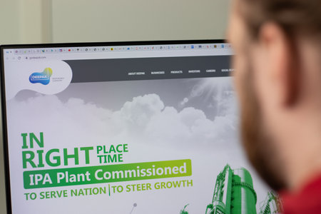 New York, USA - 1 May 2021: Deepak Nitrite company website with logo on screen, Illustrative Editorialのeditorial素材