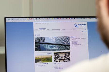 New York, USA - 1 May 2021: NRW.BANK NRW BANK company website on screen, Illustrative Editorialのeditorial素材