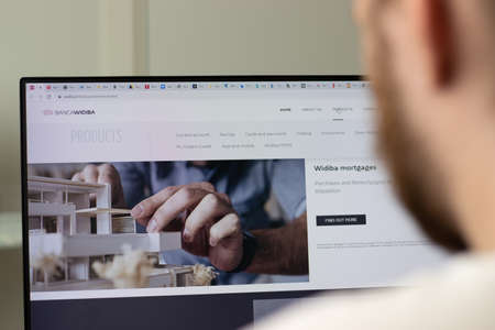 New York, USA - 1 May 2021: Banca Widiba bancawidiba company website on screen, Illustrative...