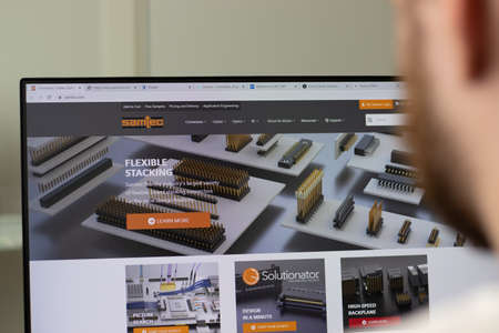New York, USA - 1 May 2021: Samtec company website on screen, Illustrative Editorial