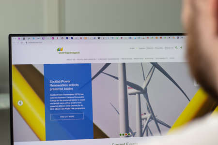 New York, USA - 1 May 2021: Scottish Power company website on screen, Illustrative Editorial