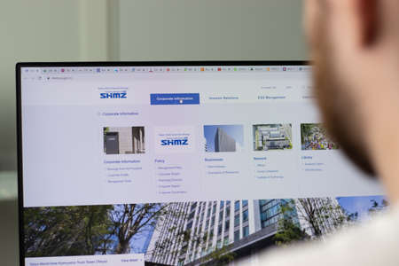 New York, USA - 1 May 2021: Shimizu Corporation SHMZ company website on screen, Illustrative...