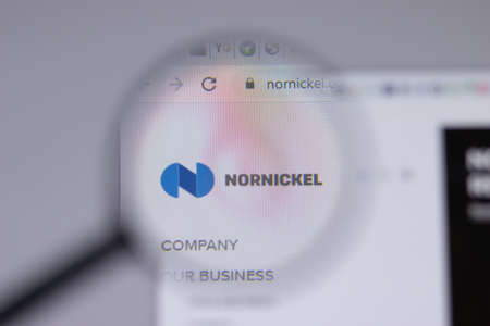 Los Angeles, California, USA - 1 June 2021: Nornickel logo or icon on website page, Illustrative Editorialのeditorial素材
