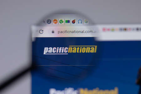 Los Angeles, California, USA - 1 June 2021: Pacific National logo or icon on website page,...