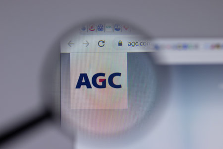 Los Angeles, California, USA - 1 June 2021: AGC logo or icon on website page, Illustrative Editorialのeditorial素材