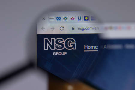 Los Angeles, California, USA - 1 June 2021: Nippon Sheet Glass NSG logo or icon on website page, Illustrative Editorialのeditorial素材