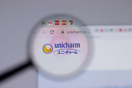 Los Angeles, California, USA - 1 June 2021: Unicharm logo or icon on website page, Illustrative Editorialのeditorial素材