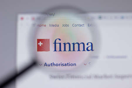 Los Angeles, California, USA - 1 June 2021: Swiss Financial Market Supervisory Authority finma logo or icon on website page, Illustrative Editorialのeditorial素材