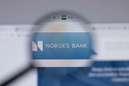 Los Angeles, California, USA - 1 June 2021: Norges Bank logo or icon on website page, Illustrative Editorialのeditorial素材