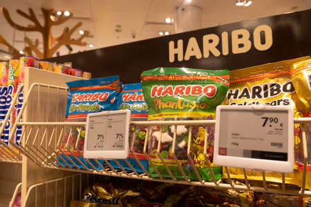 Budapest, Hungary - 1 November 2021: Haribo products in store, Illustrative Editorial.のeditorial素材