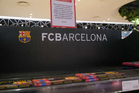 Barcelona, Spain - 5 November 2021: FCB FC Barcelona logo store, Illustrative Editorial.のeditorial素材