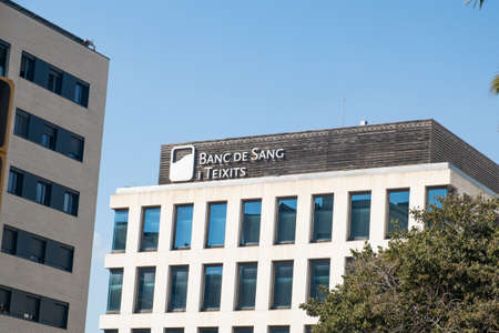 Barcelona, Spain - 5 November 2021: Banc de Sang i Teixits building, Illustrative Editorial.のeditorial素材