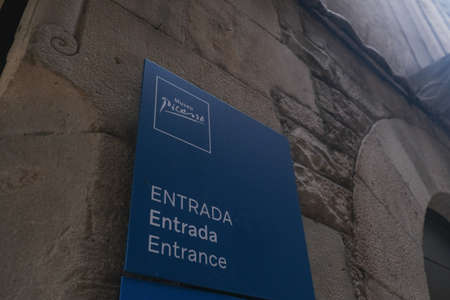 Barcelona, Spain - 5 November 2021: Picasso Museum Barcelona entrance, Illustrative Editorial.のeditorial素材