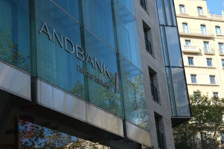 Barcelona, Spain - 5 November 2021: Andbank bank sign, Illustrative Editorial.