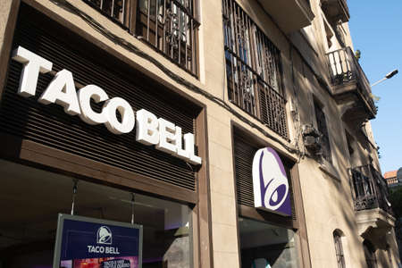 Barcelona, Spain - 5 November 2021: Taco Bell entrance, Illustrative Editorial.