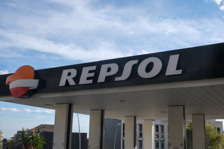 Barcelona, Spain - 5 November 2021: Repsol gas station sign, Illustrative Editorial.のeditorial素材