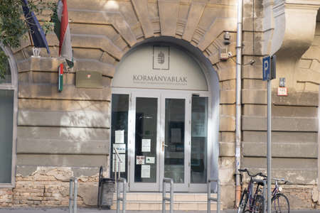 Budapest, Hungary - 1 November 2021: Kormanyablak office with sign, Illustrative Editorial.