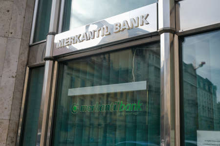 Budapest, Hungary - 1 November 2021: Merkantil Bank sign, Illustrative Editorial.のeditorial素材