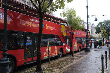 Budapest, Hungary - 1 November 2021: City sightseeing tourist bus in Budapest, Illustrative...