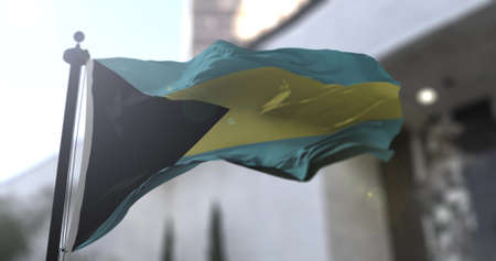 Bahamas national flag. Bahamas country waving flag. Politics and news 3D illustration.