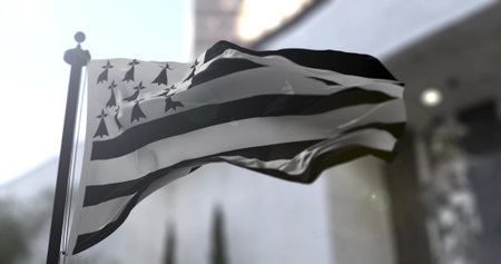 Brittany waving region flag 3D illustration.の写真素材