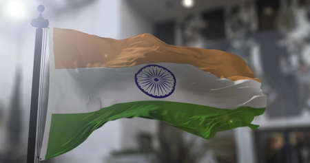 India national flag. Indian country waving flag. Politics and news illustration.