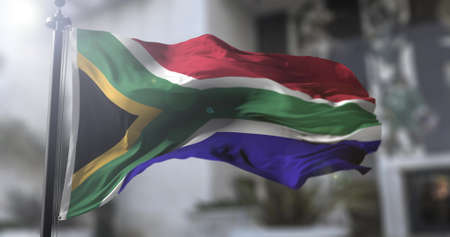 South Africa national flag. South Africa country waving flag. Politics and news illustration.の写真素材
