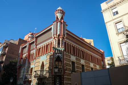 Barcelona, Spain - 5 November 2021: Casa Vicens Gaudi architecture landmark, Illustrative Editorial.のeditorial素材