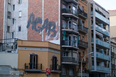 Barcelona, Spain - 5 November 2021: AGAB: Assigned Gender At Birth graffiti on building, Illustrative Editorial.のeditorial素材