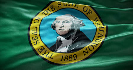 Washington state flag background illustration, USA symbol backdrop.