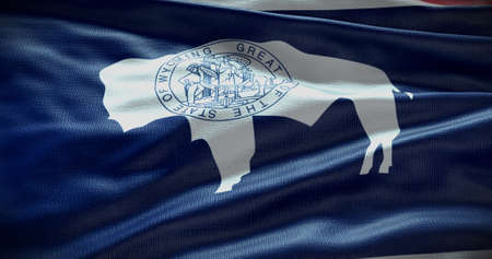Wyoming state flag background illustration, USA symbol backdrop.の写真素材