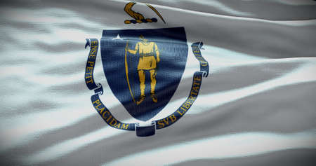 Massachusetts state flag background illustration, USA symbol backdrop.の写真素材
