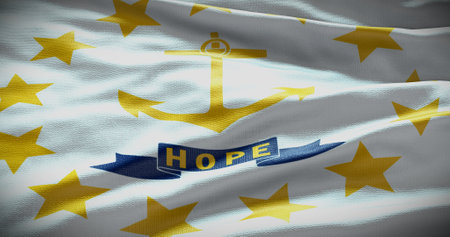 Rhode Island state flag background illustration, USA symbol backdrop.の写真素材