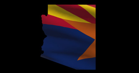 Arizona map outline PNG. State flag icon.の写真素材