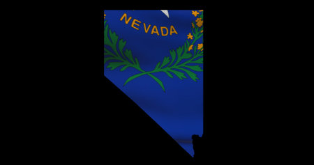 Nevada map outline PNG. State flag icon.の写真素材