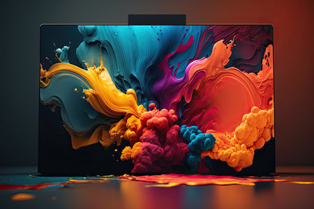 Colorful abstract background with frame border, generative ai.の素材