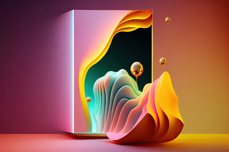 Trendy Modern Design Background with Colorful Shapes, Geometric Backdrop with Layout, Gradient Colors, generative ai.の素材