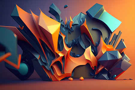 Abstract Geometric Shape Background with Curve Lines Design Generative AI.の素材